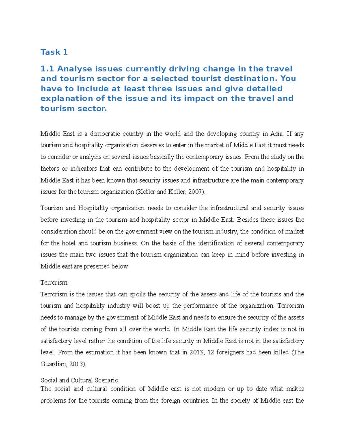 Contempery issues in tourisam - Task 1 1 Analyse issues currently ...