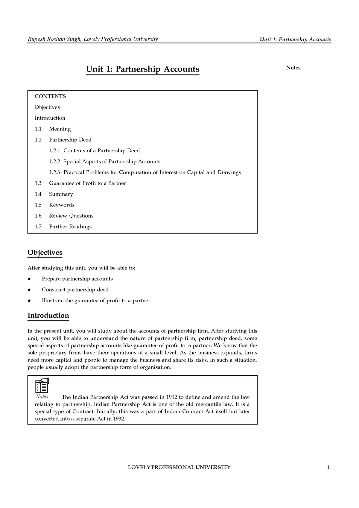 Financial Accounting 2 Chapter 1 - Unit 1: Partnership Accounts Unit 1 ...