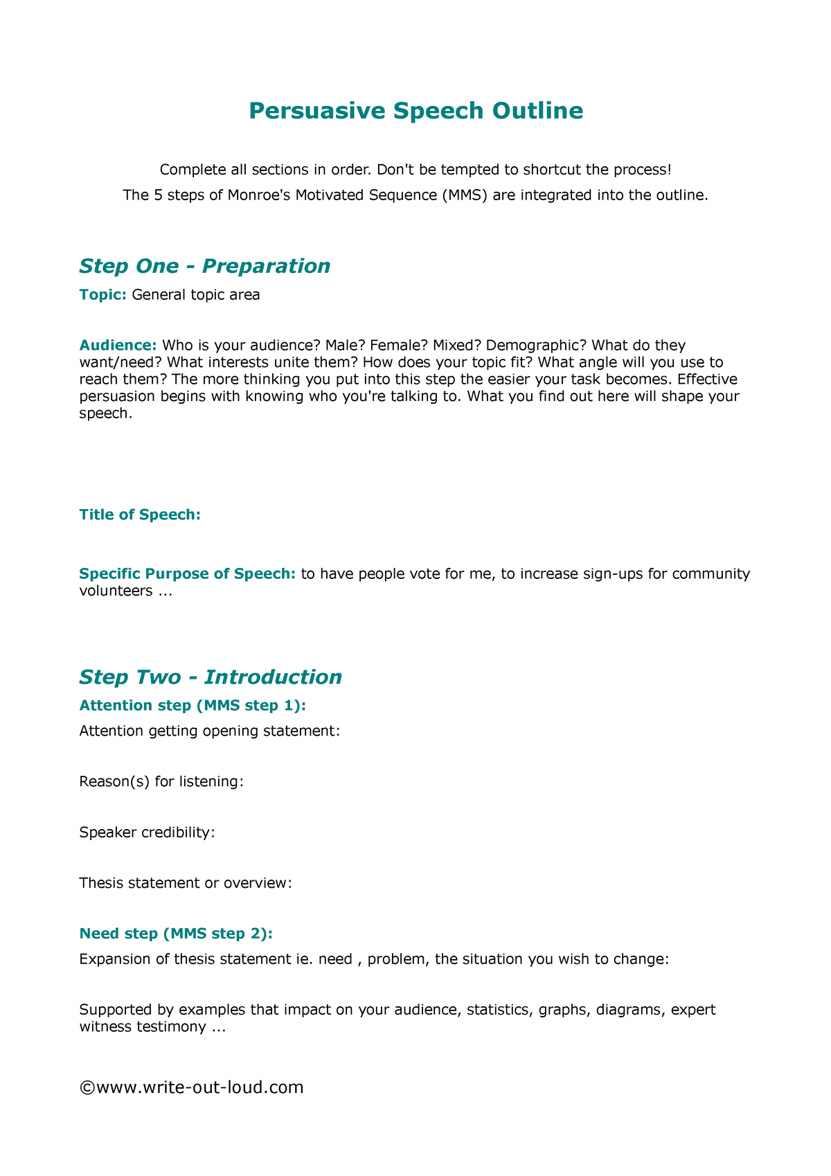 persuasive speech thesis outline