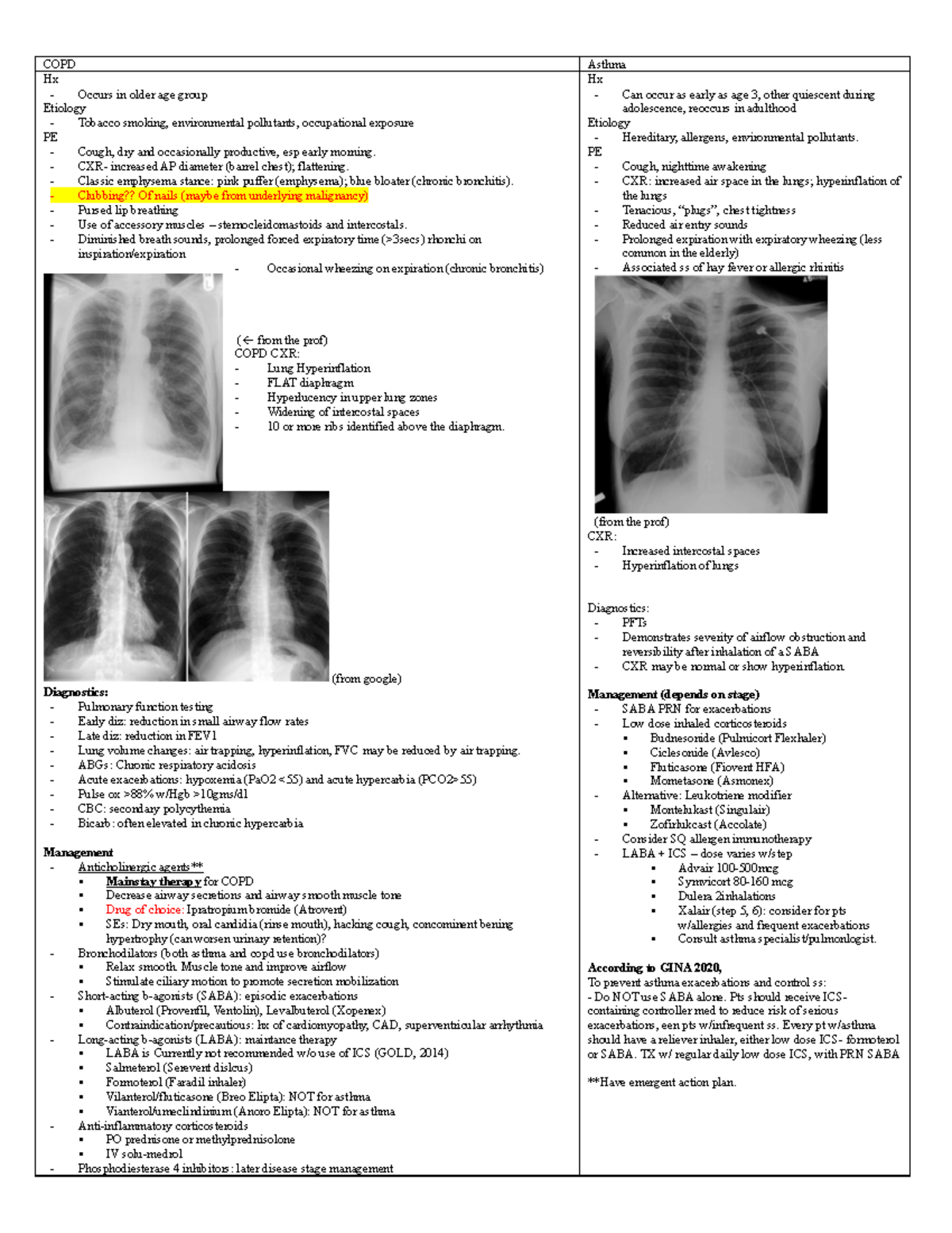 Copd vs. asthma - wil help study well - COPD Asthma Hx - Occurs in ...