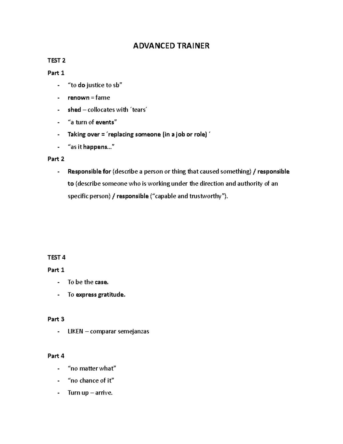 Advanced Trainer - Vocabulario examen C1 - ADVANCED TRAINER TEST 2 Part ...