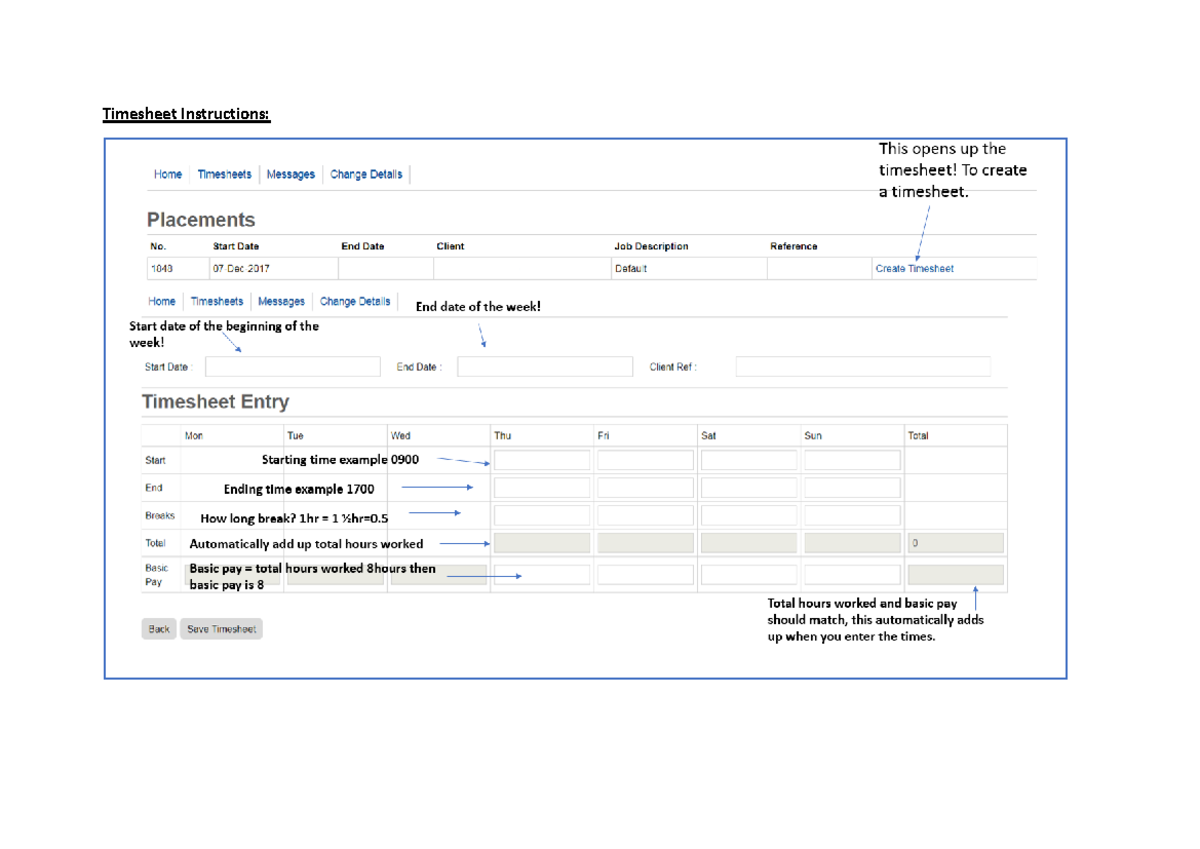 Timesheet Instructions 5R5Z0020 Studocu