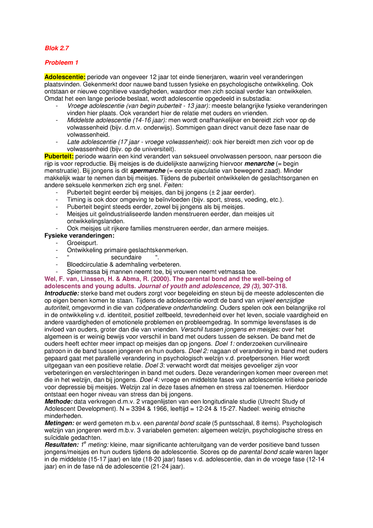 Samenvatting Blok 2.7, probleem 1 t/m 8 - Blok 2 afbeelding