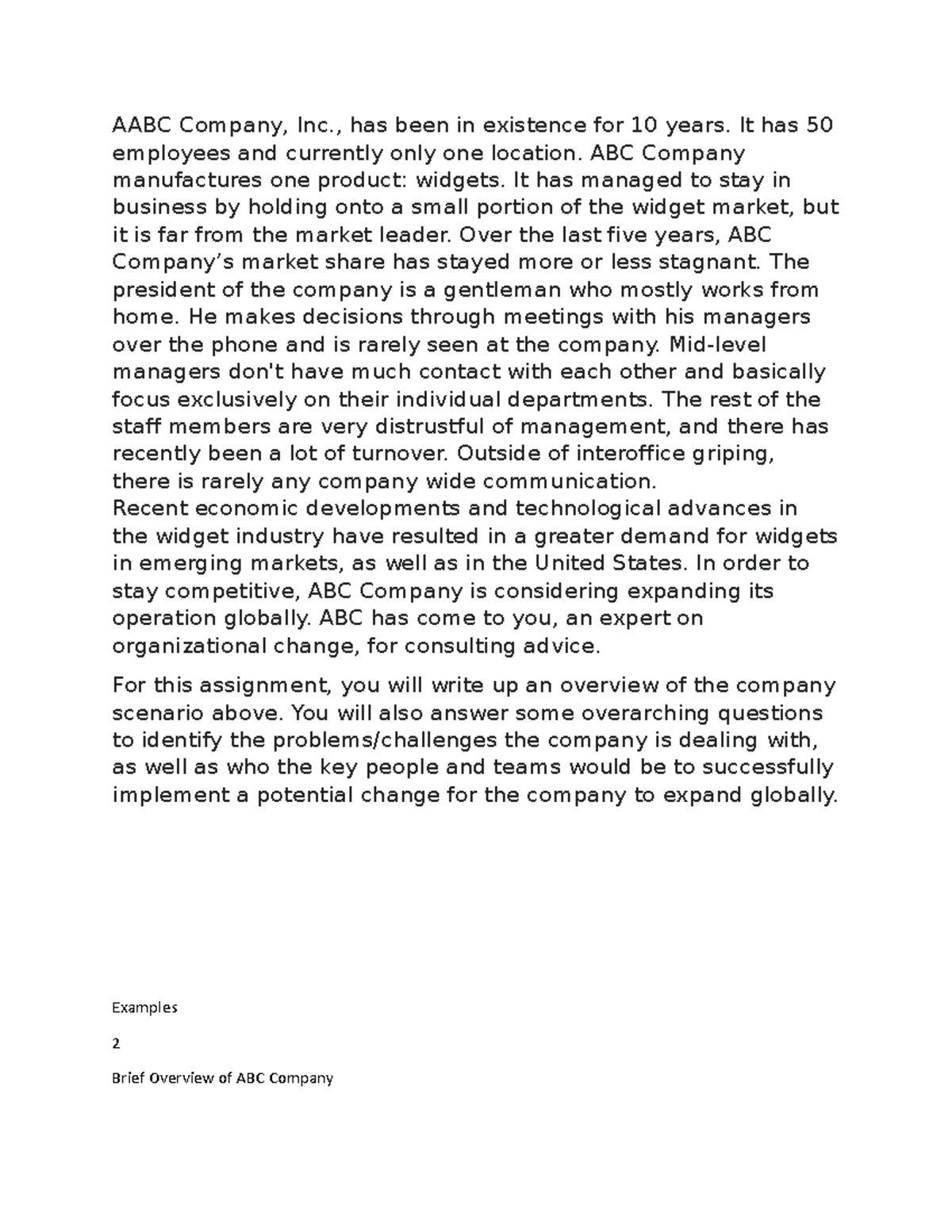 Ol 322 case study 5 - AABC Company, Inc., has been in existence for 10 ...