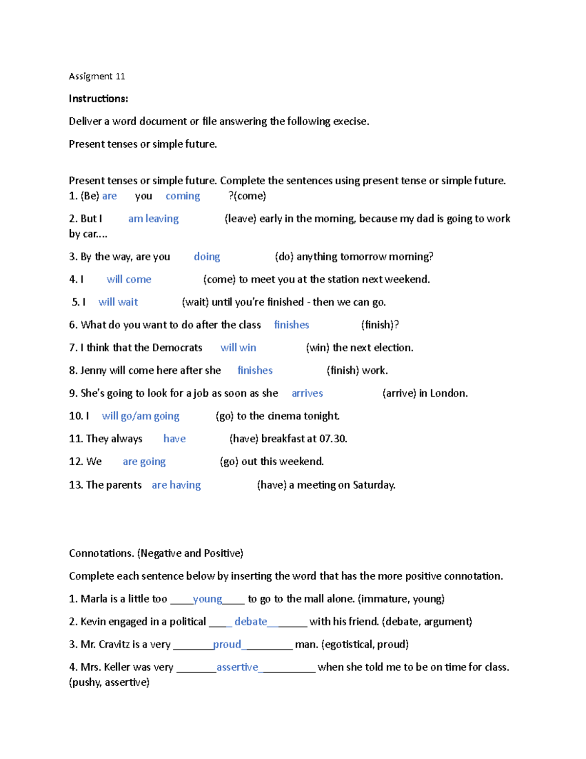 Assigment 11 Ingles VII - Assigment 11 Instructions: Deliver a word ...