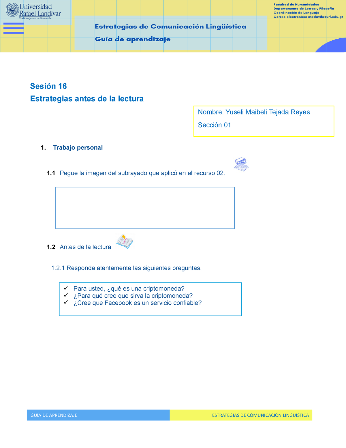 Copia De Gu Ã­a De Aprendizaje Sesi Ã³n 16 Fin De Semana - 1. Trabajo ...