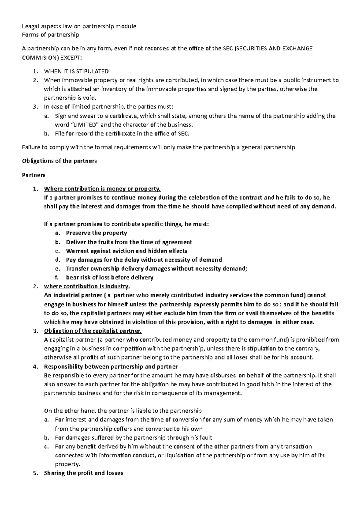 Forms of partnership leagal aspects - Forms of partnership A ...