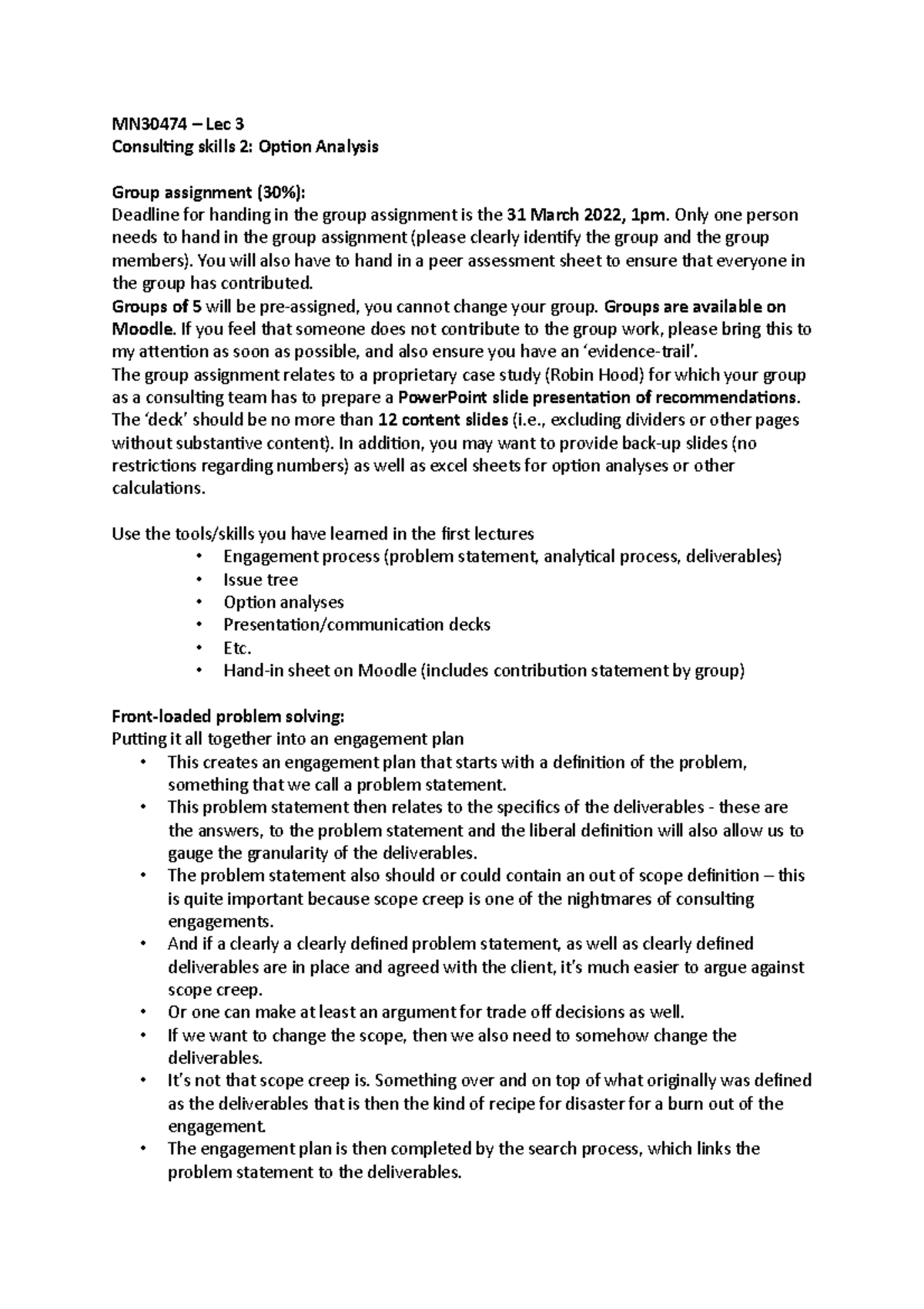 MN30474 - Lec 3 - Management Consulting - Theory and Practice: Lecture ...