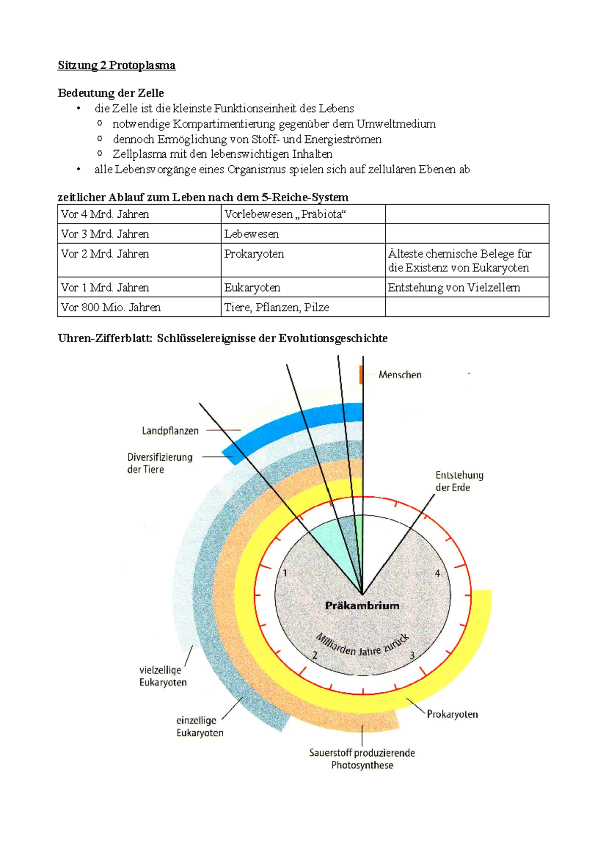 Bio VL 2 - Vorlesungsnotizen 2 - Sitzung 2 Protoplasma Bedeutung Der ...