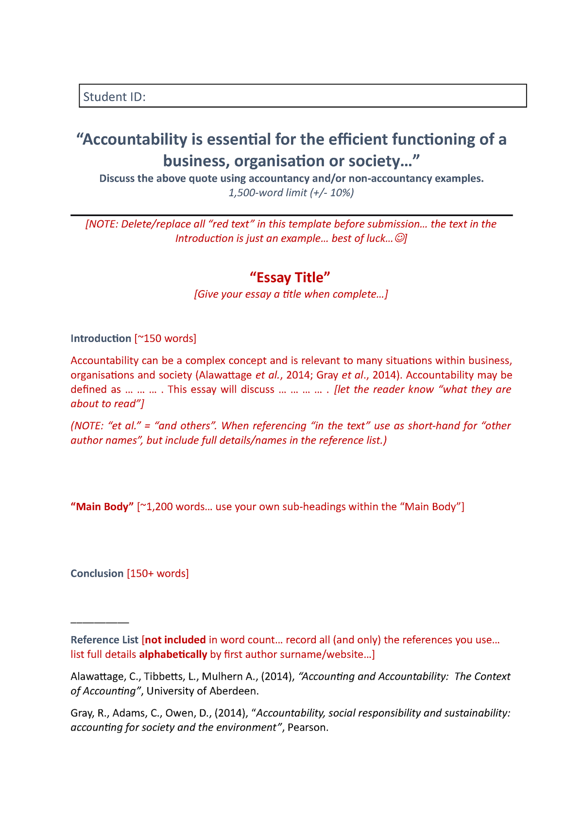 essay on accounting framework