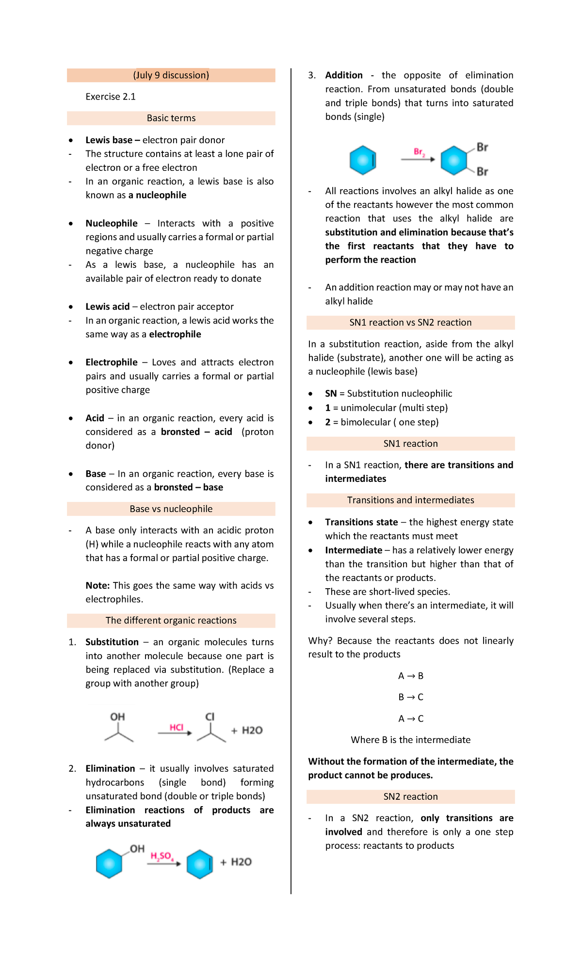 Organic chemistry crash reviewer - (July 9 discussion) Exercise 2 ...