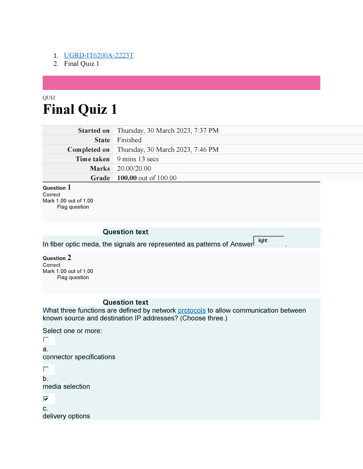 UGRD-IT6200A Data Communication And Networking 1 Final Quiz 1 - 1. UGRD ...