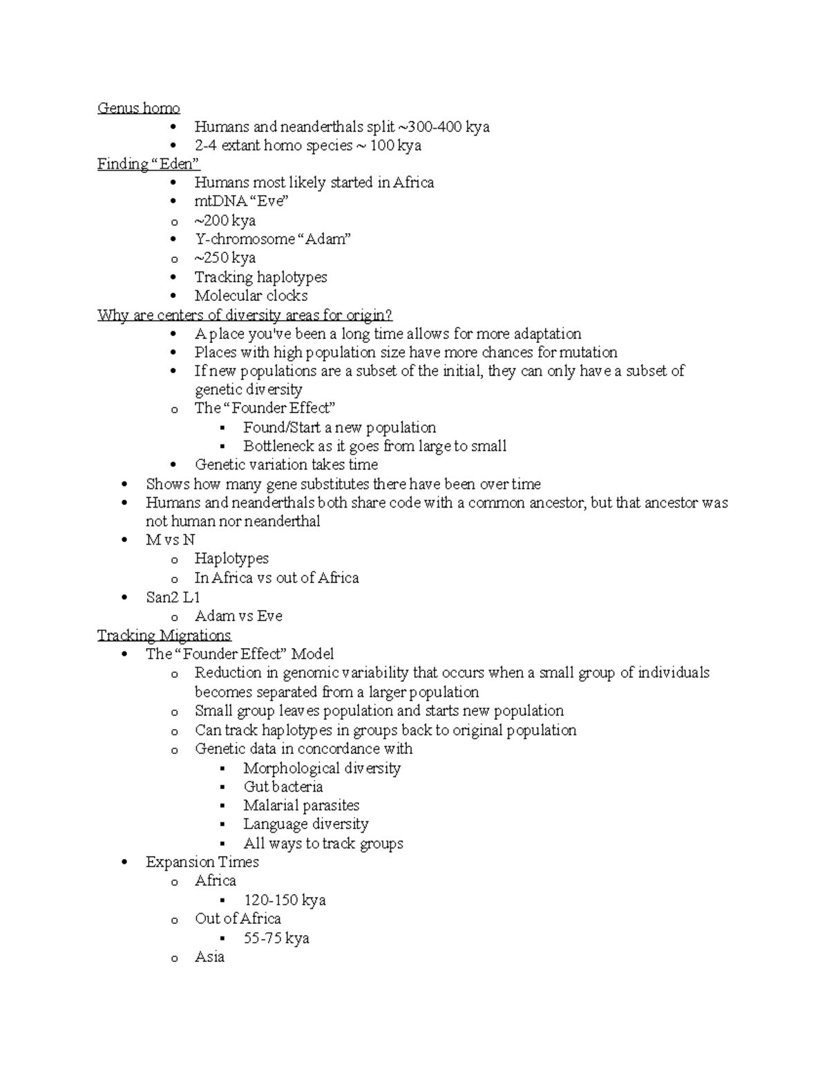 Human Biogeography - Genus homo Humans and neanderthals split ~300-400 ...