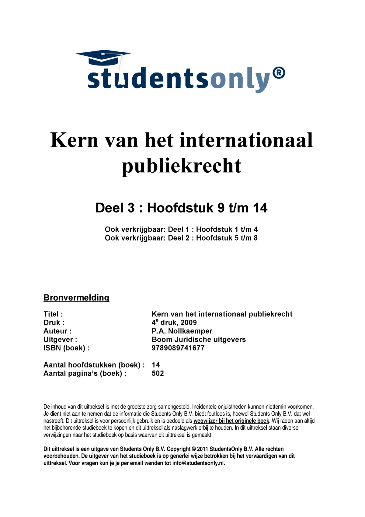 Internationaal Publiekrecht H9-h13 - Kern Van Het Internationaal ...