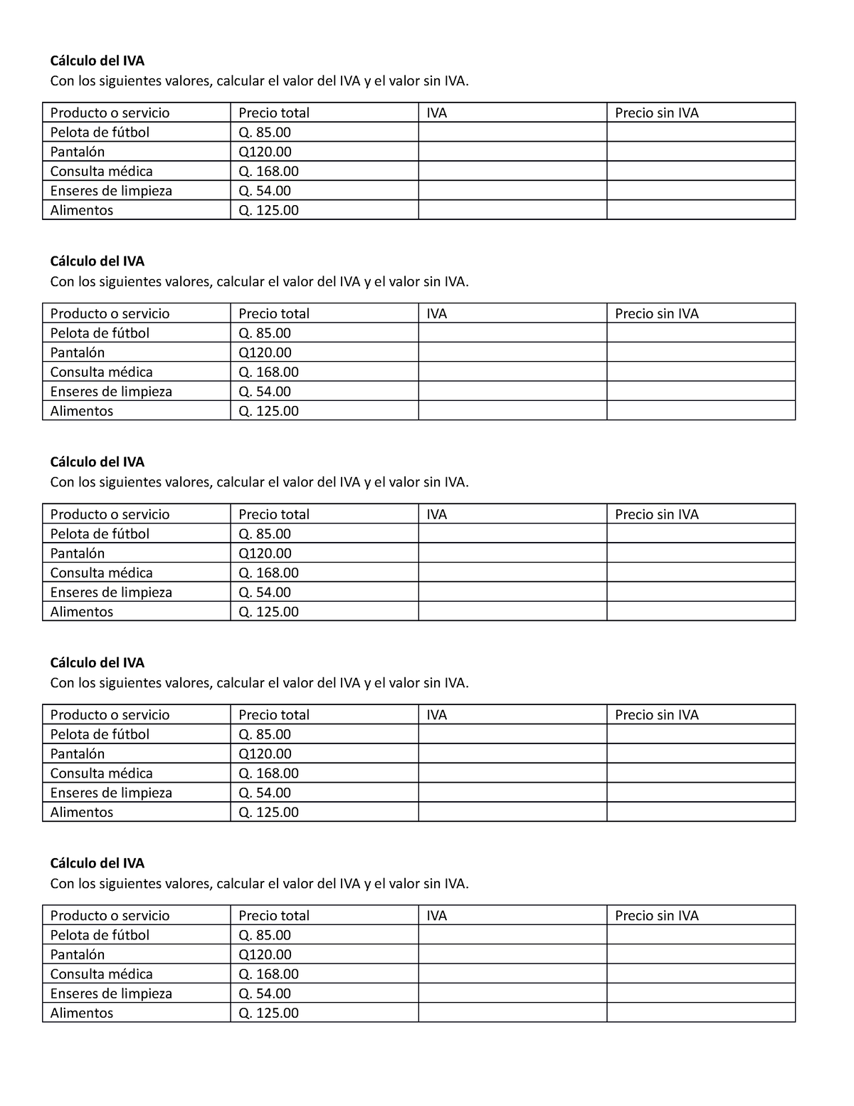 Cálculo Del IVA - Ejercicios Para Calcular El IVA - Cálculo Del IVA Con ...