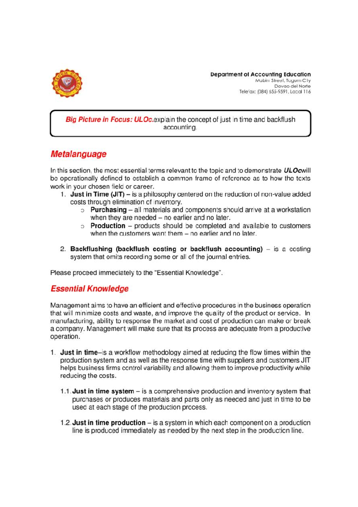 ACC213 TO Print - reviewer for exam - BS accountancy - Studocu
