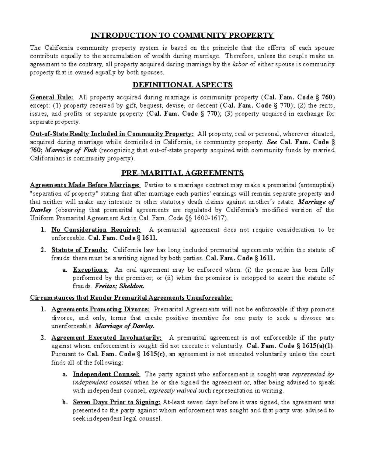 CP outline INTRODUCTION TO COMMUNITY PROPERTY The California