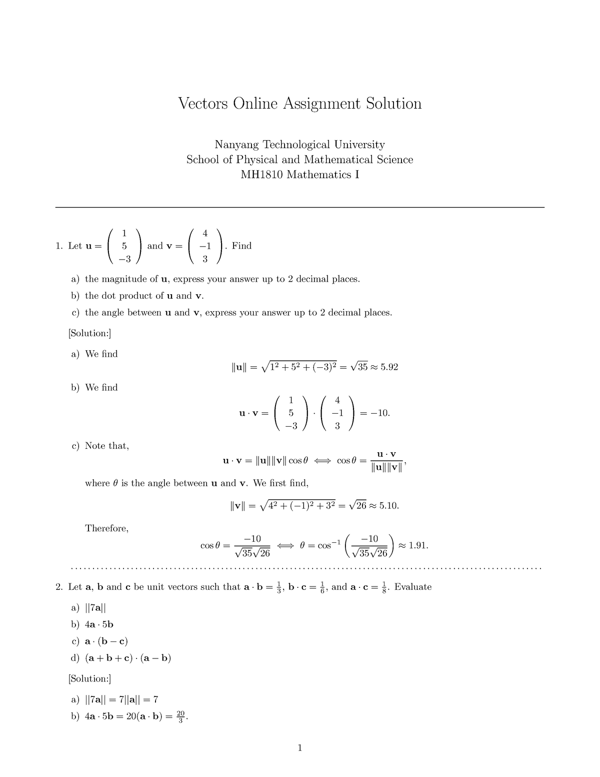 vector assignment