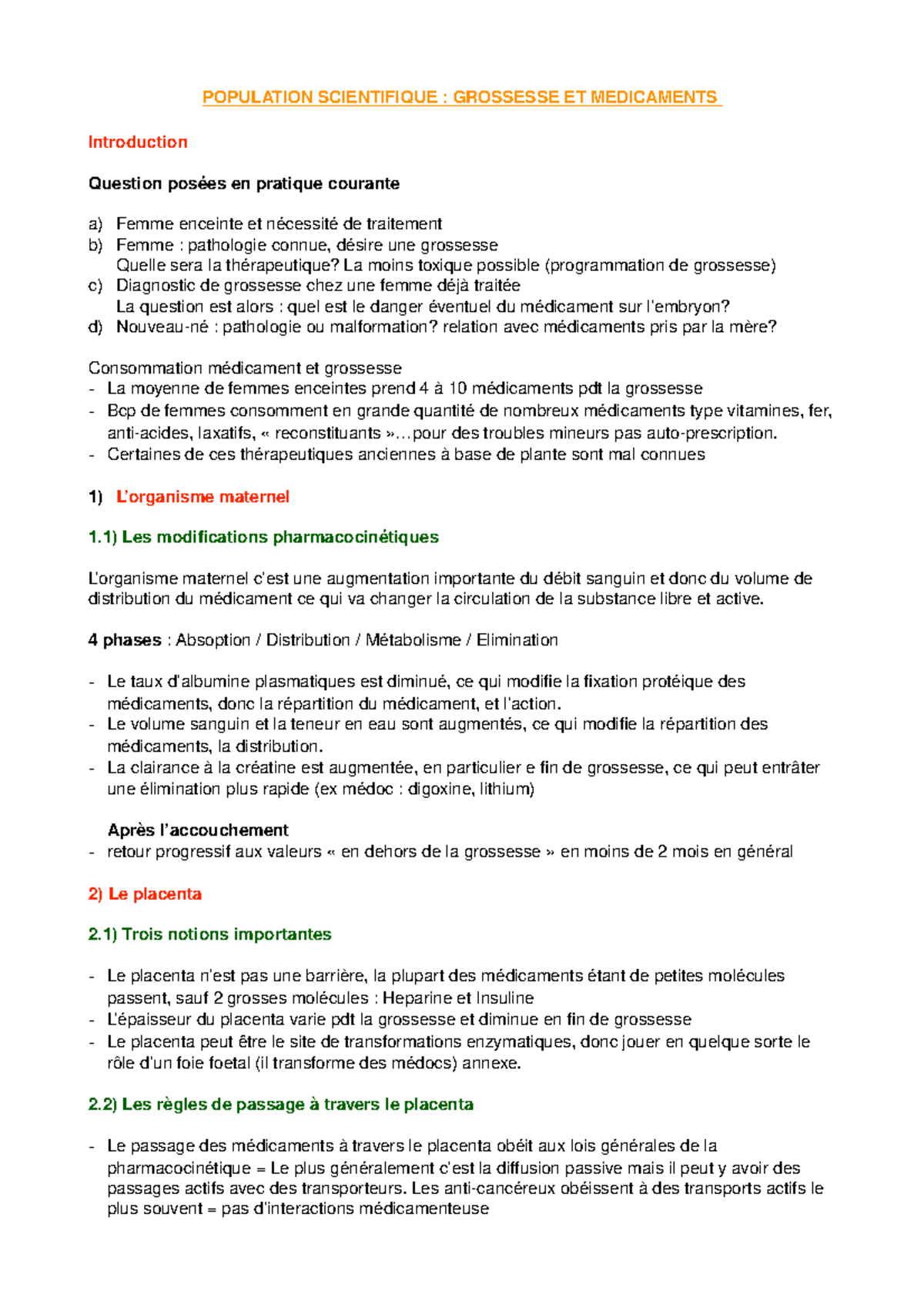 Medicament Et Grossesse Population Scientifique Grossesse Et Medicaments Introduction Question Studocu