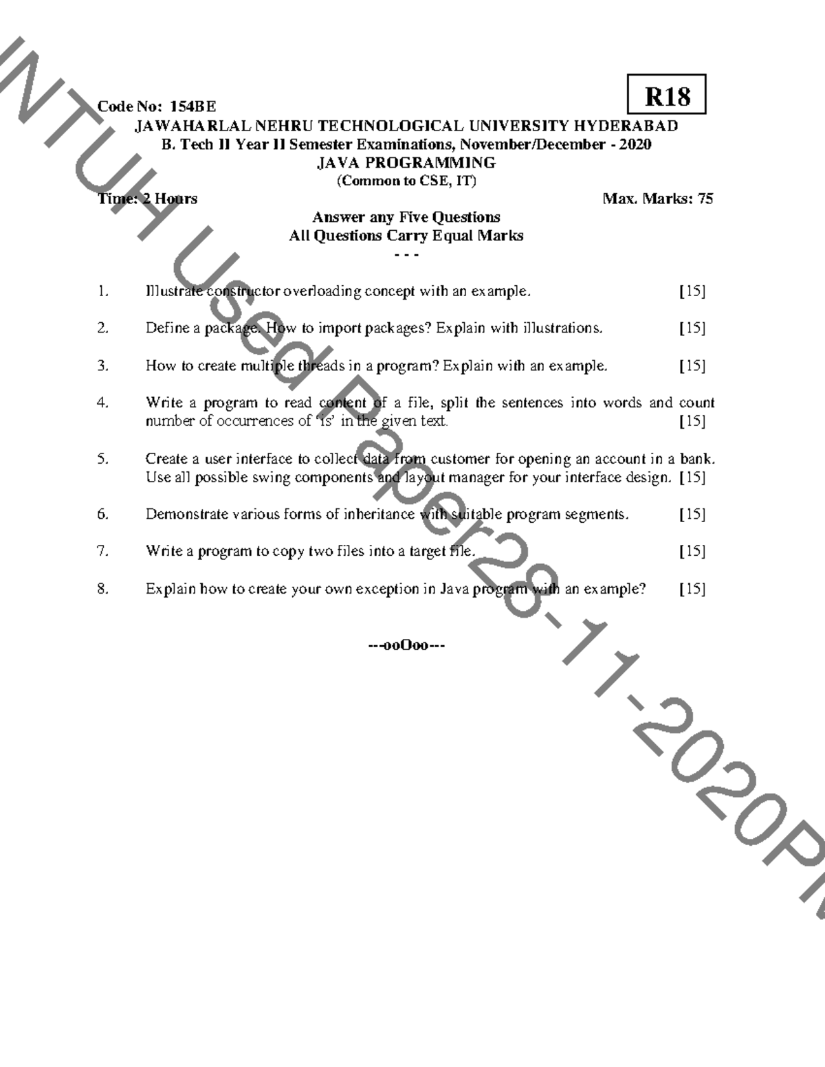 JAVA%20 Programming%20November December-2020 - Code No: 154BE ...