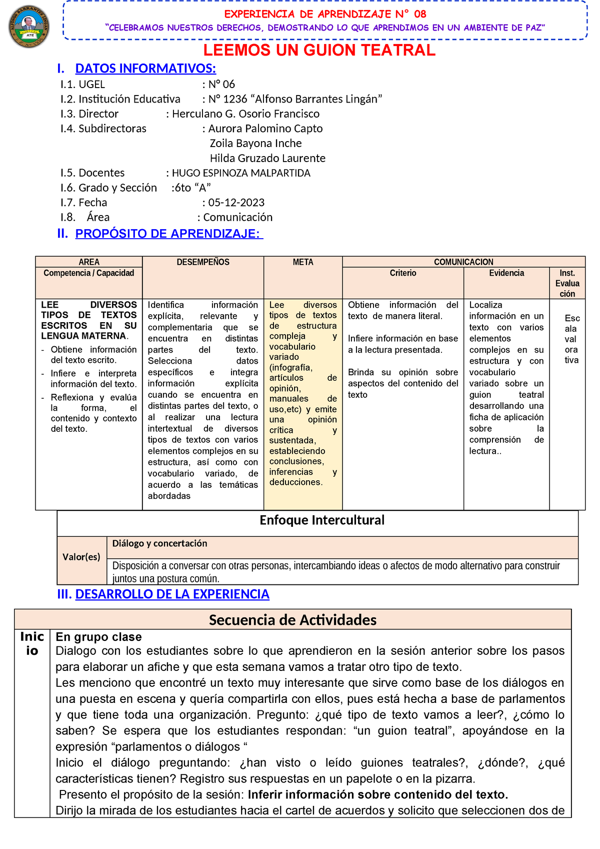 05 12 2023 Sesión De Comunicación Leemos Un Guion Teatral Leemos Un Guion Teatral I Datos 7769