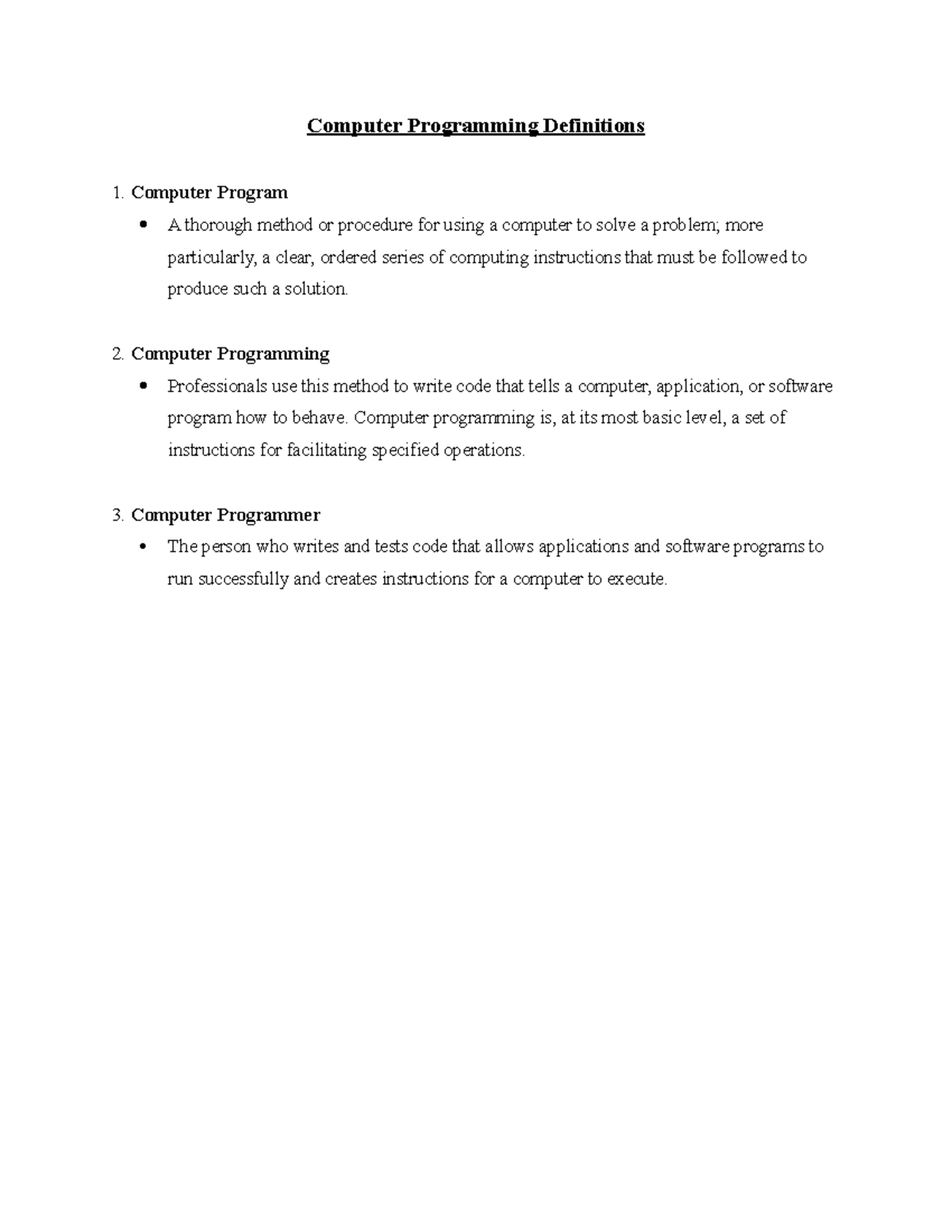 Computer Programming Definitions - Computer Programming Definitions ...