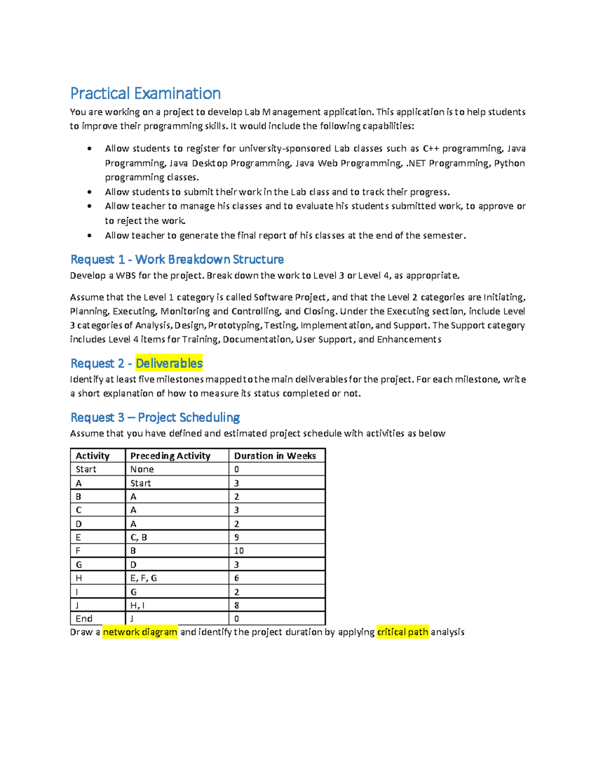 PMG201c-Sample PE - Practical Examination You are working on a project ...