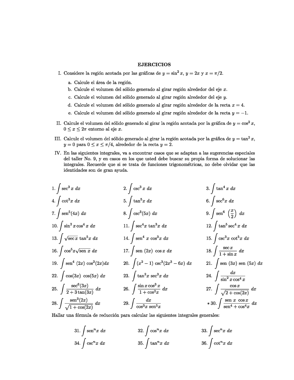 Taller integral Cálculo Integral Studocu