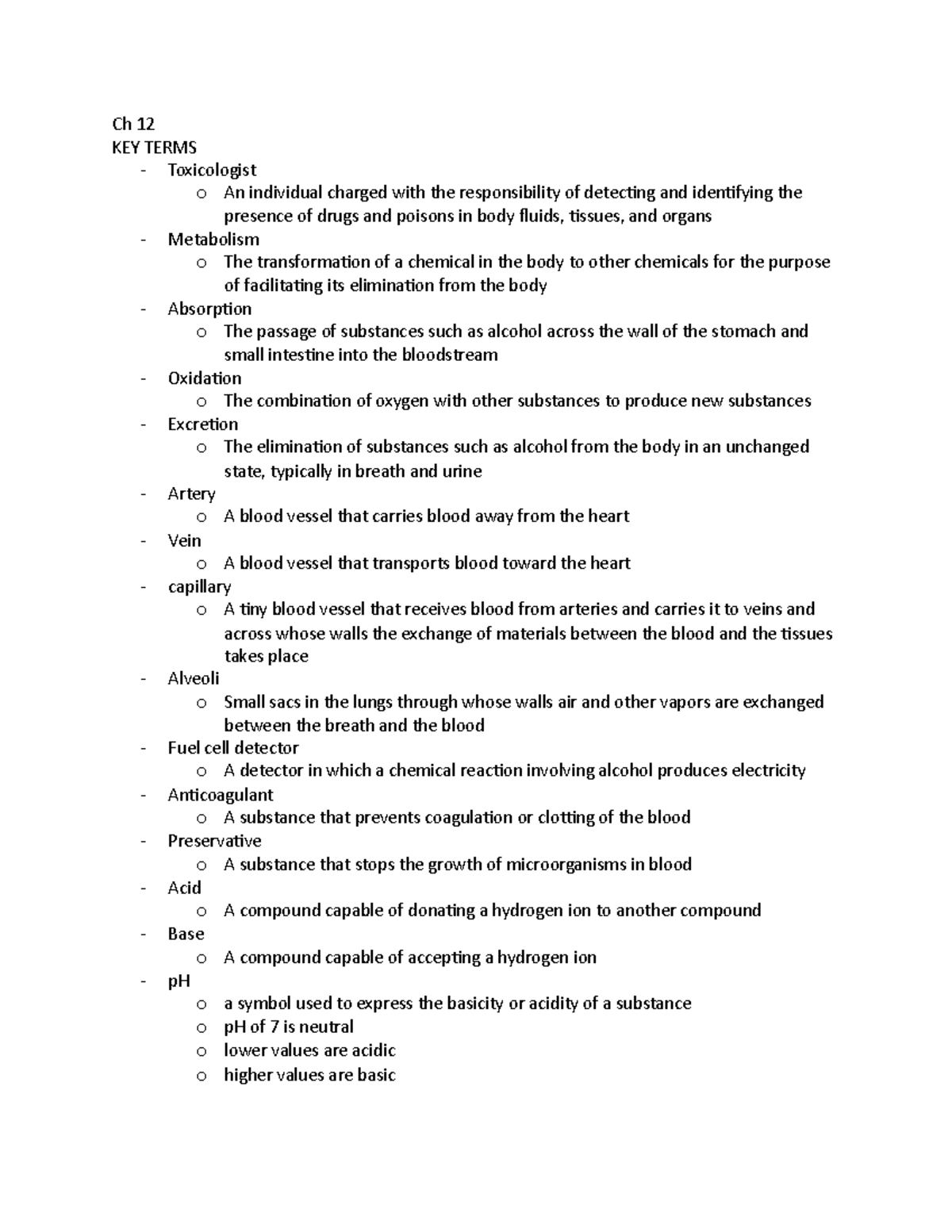 Criminalistics ch 12 - professor - Robert Wall - textbook notes - Ch 12 ...