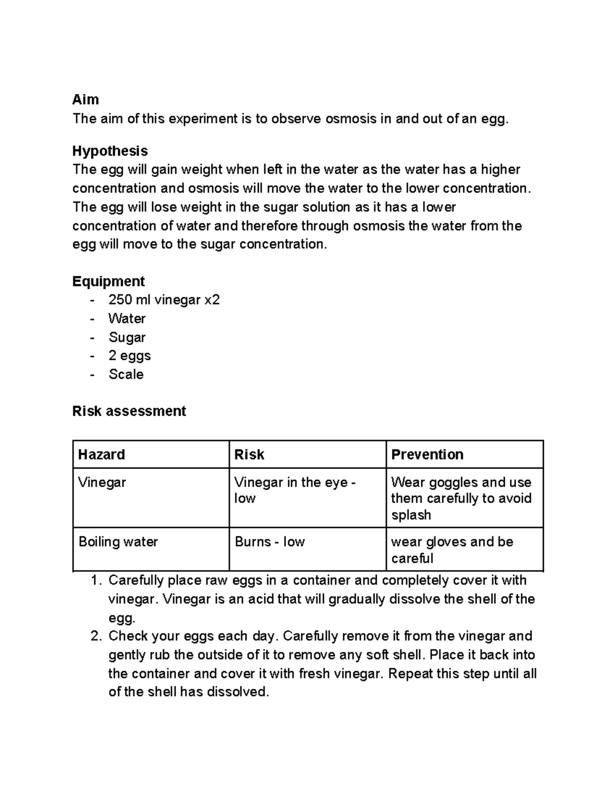 Copy of Scientific report Aim The aim of this experiment is to
