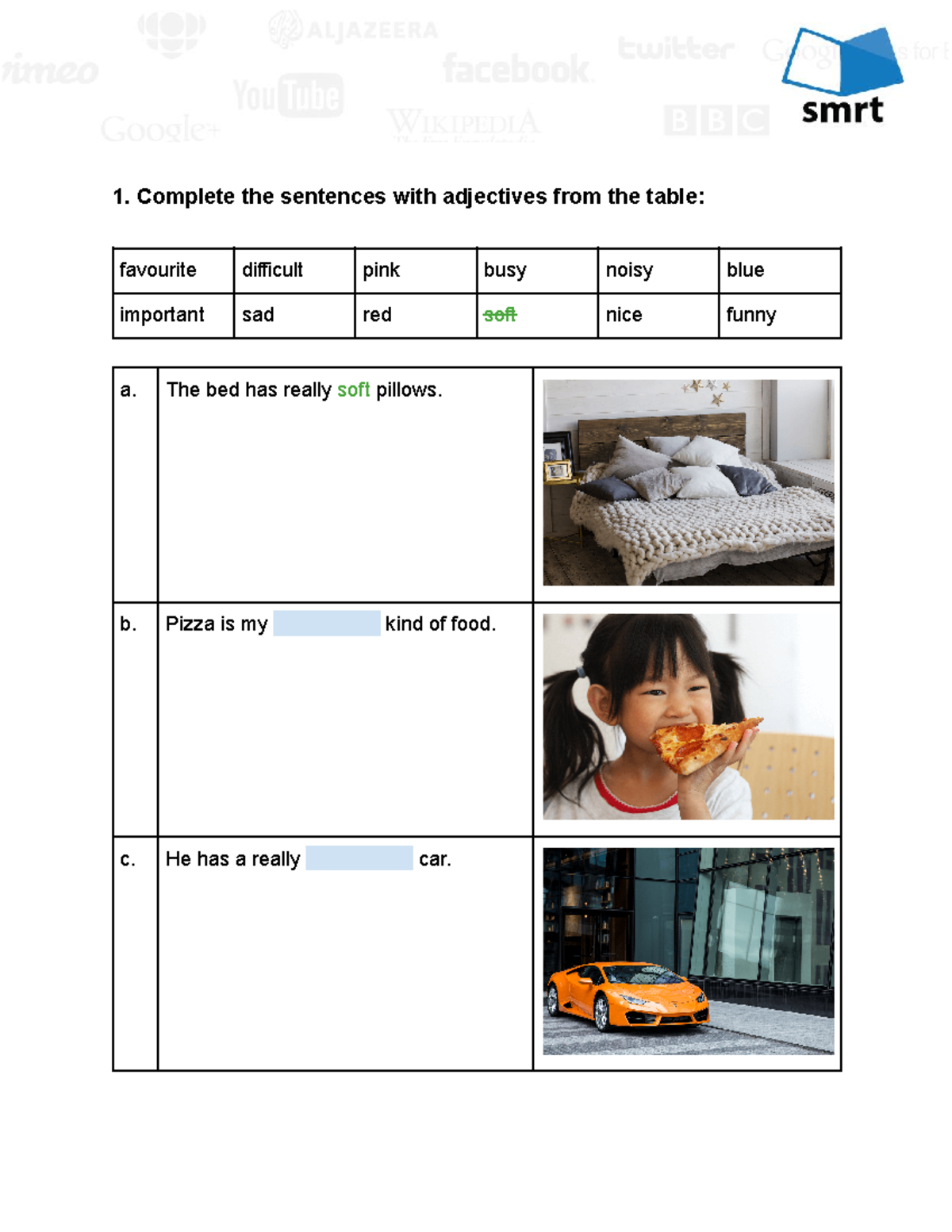 ENGL110 Grammar 8-1 Adjectives - 1. Complete The Sentences With ...