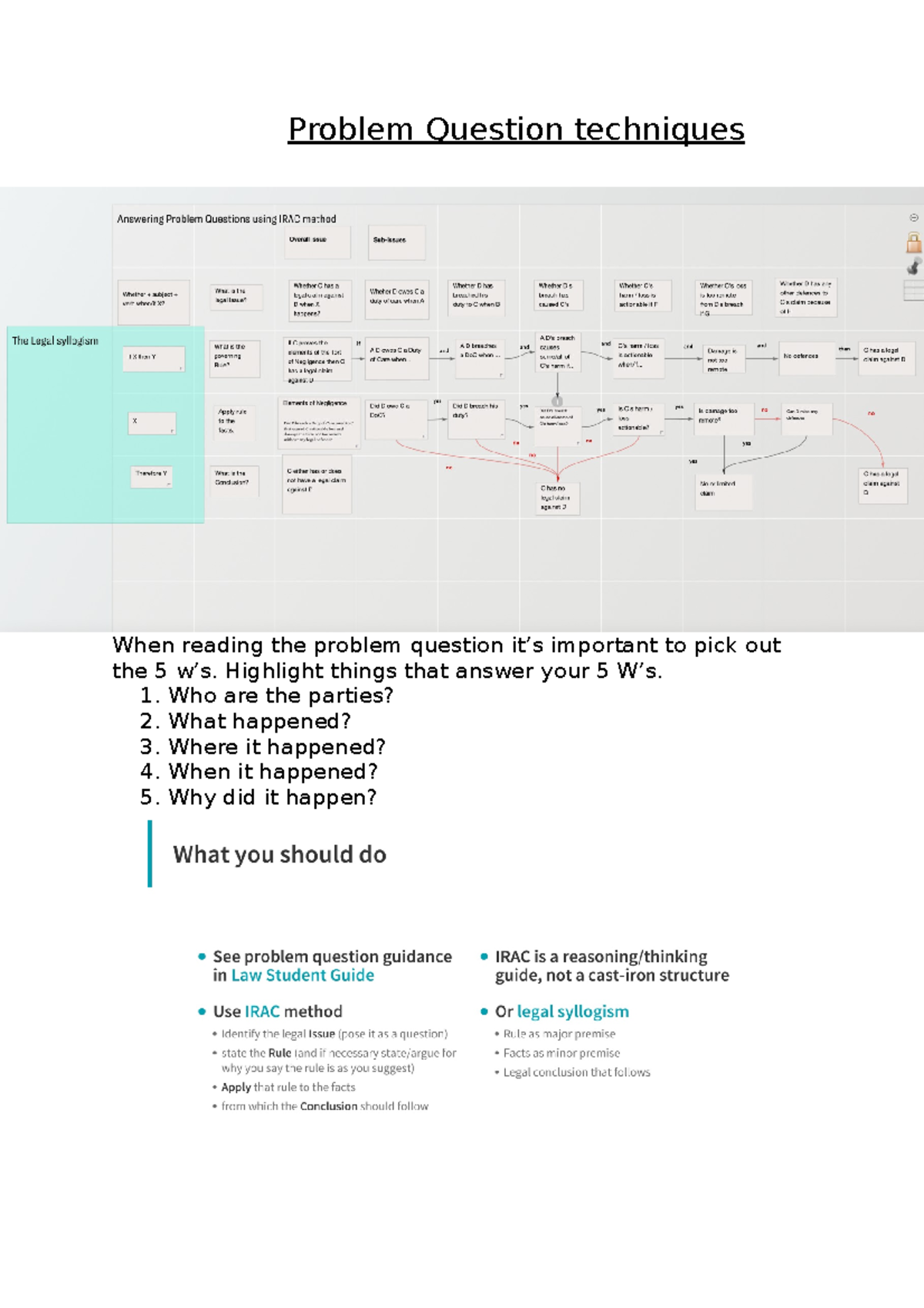 Problem Question techniques - Highlight things that answer your 5 W’s ...