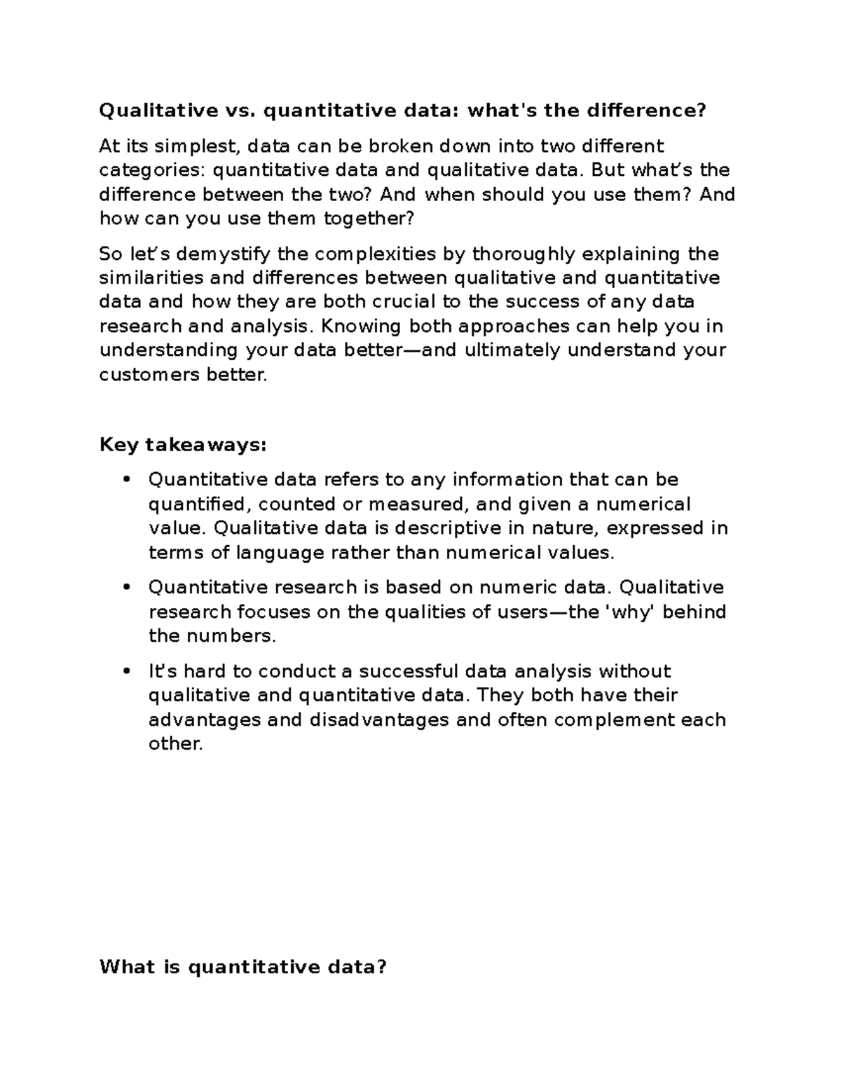 Qualitative AND Quantitative Research Qualitative vs. quantitative