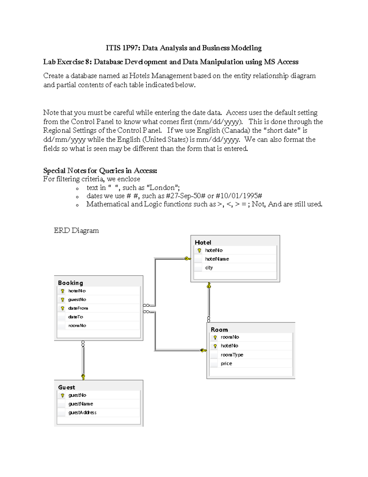 Lab 7 8 - Database Development - ITIS 1P97: Data Analysis and Business ...