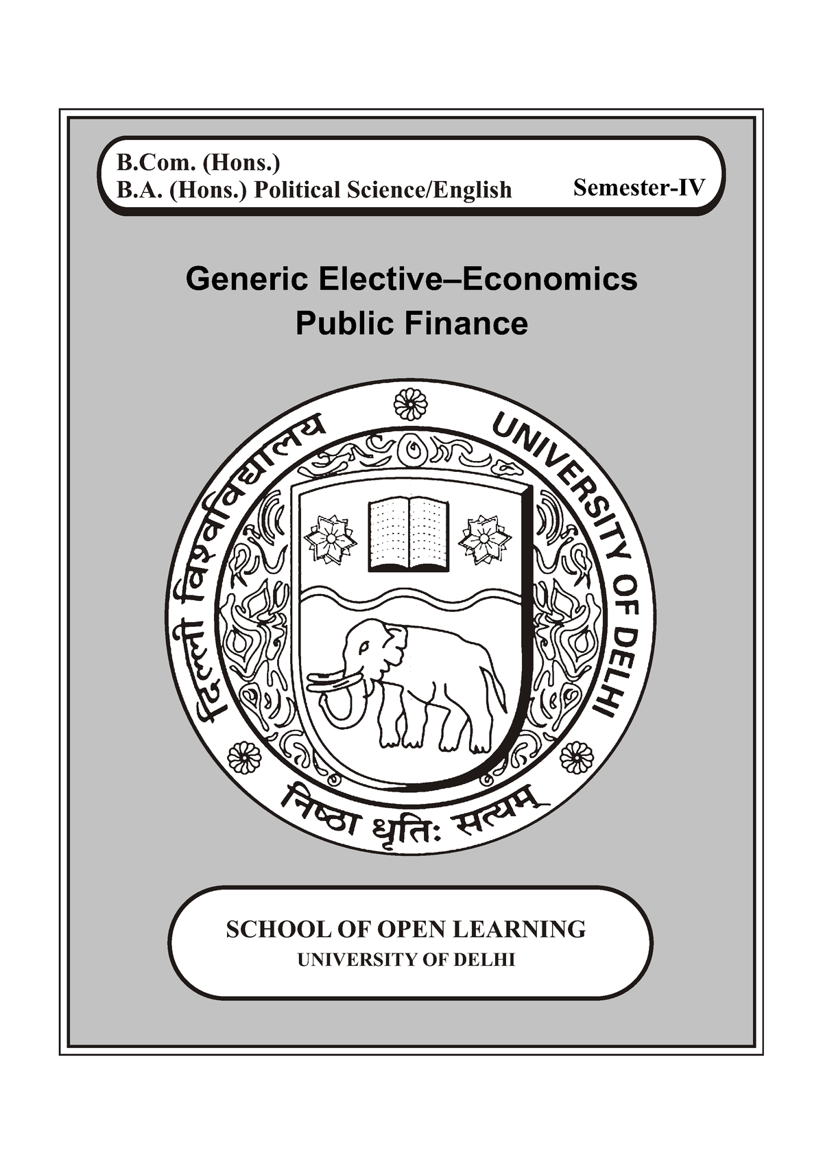 Public Finance - Unit-1- 2 - Generic Elective–Economics Public Finance ...