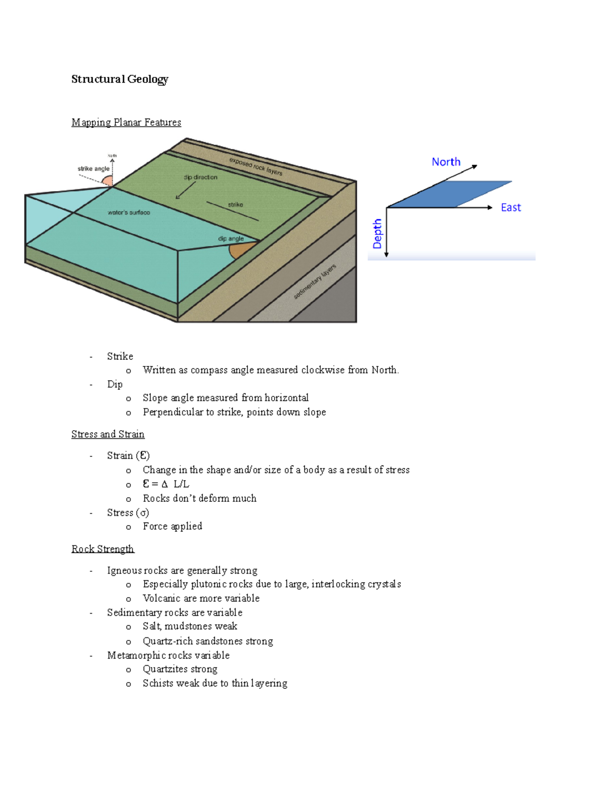 Geoscience Lecture 6 Notes - Structural Geology Mapping Planar Features ...
