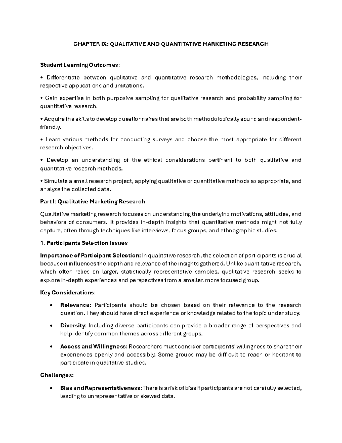 Chapter IX - Market Research and Consumer Behavior - CHAPTER IX ...