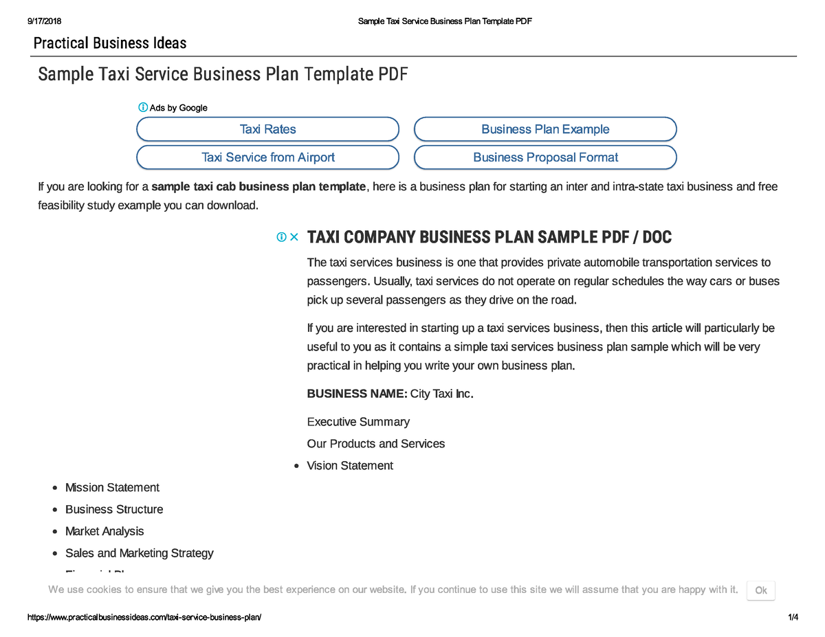 taxi service business plan (pdf)