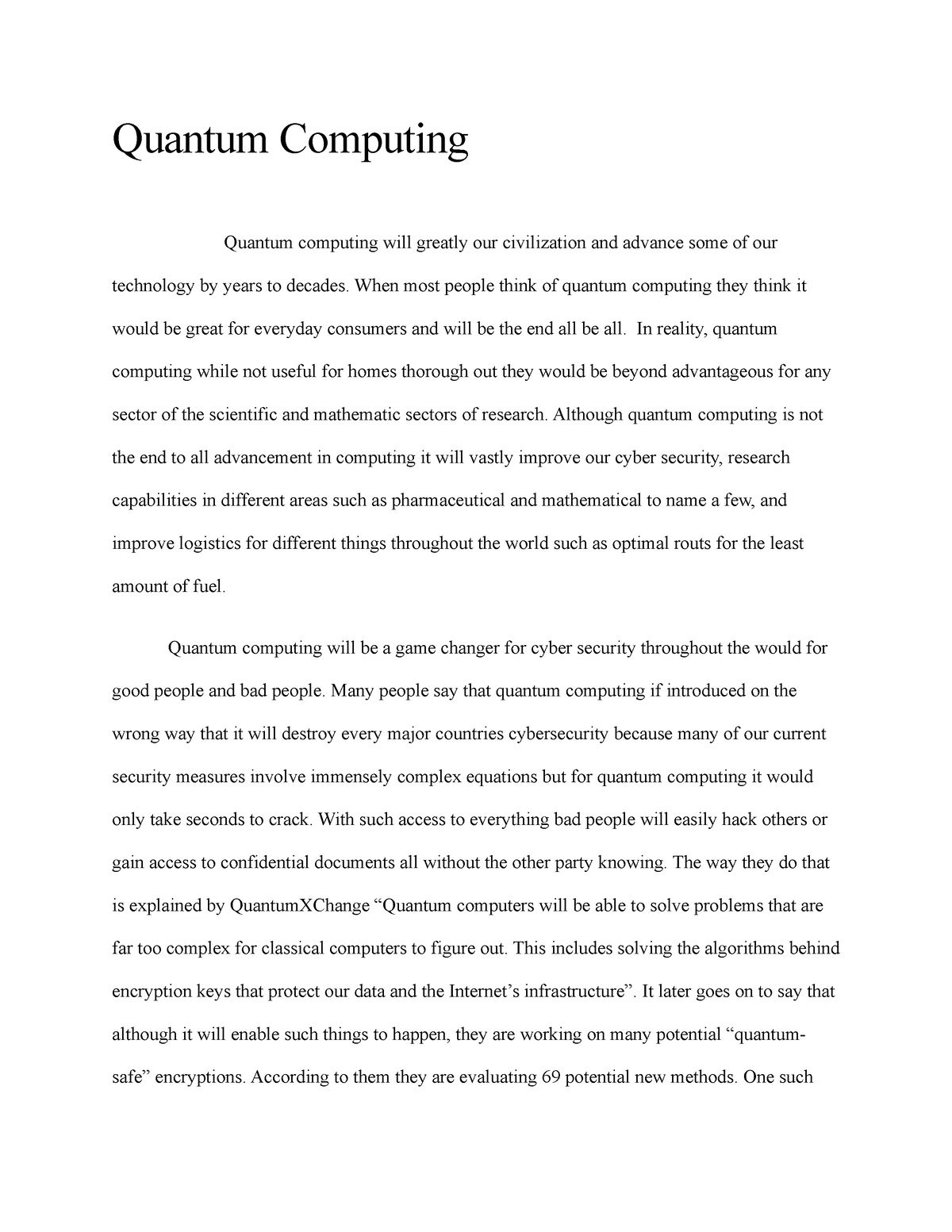 essay about quantum computing