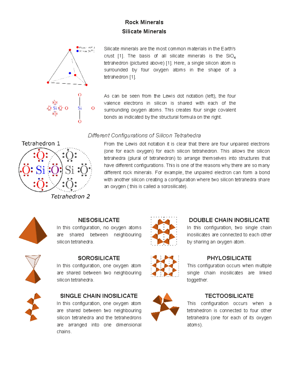 06-rock-minerals - ROCK MINERALS NOTES - Rock Minerals Silicate ...