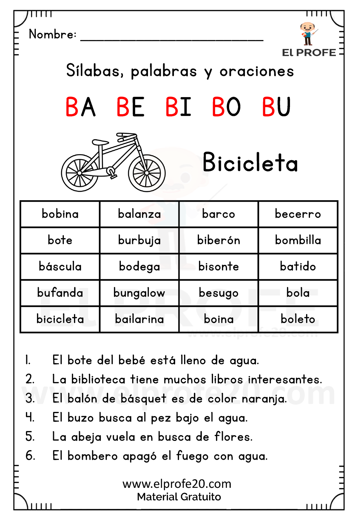 Cuadernillo De Silabas Palabras Y Oraciones Elprofe 20 - Elprofe20 ...