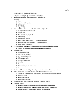 Serial Murder. Discuss 6 - For example, from chapter eleven as to how U ...