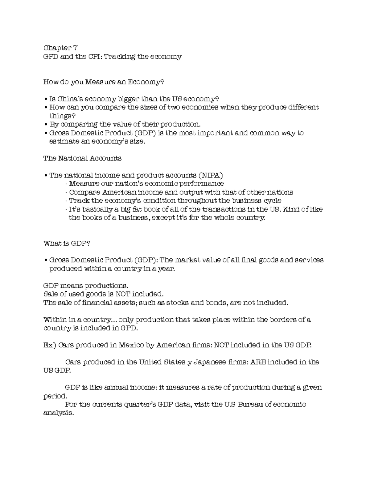 Chapter 7 - GDP and unemployment - Chapter 7 GPD and the CPI: Tracking ...