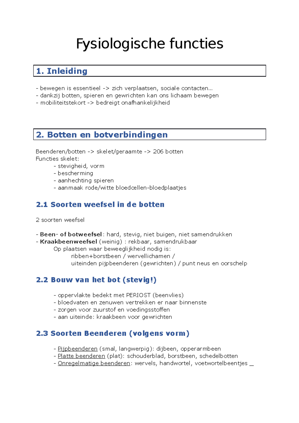 Samenvatting Bewegingsstelsel, Beenderen En Spieren - Fysiologie - UCLL ...