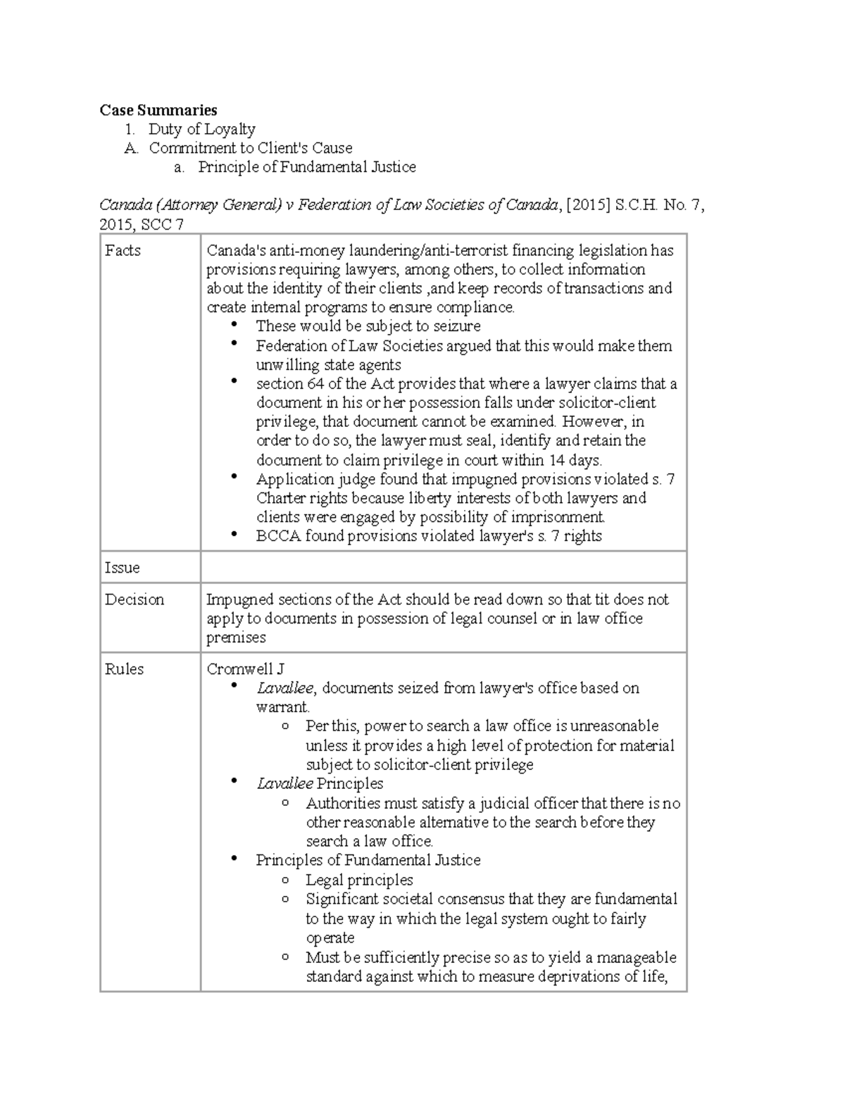 Ethics-Cases - Summary Philosophy of Ethics - Case Summaries 1. Duty of