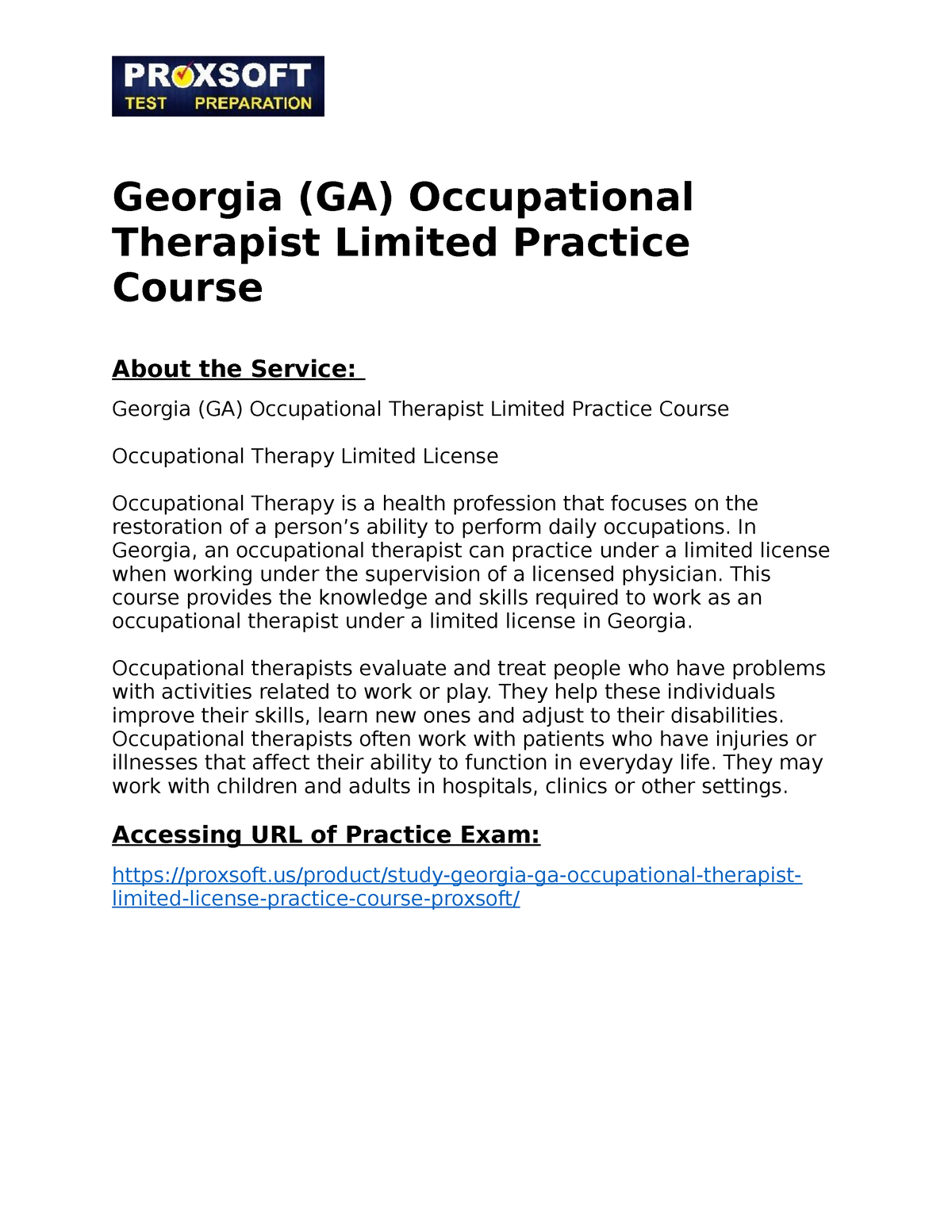 Georgia GA Occupational Therapist Limited Practice Course Georgia   Thumb 1200 1553 