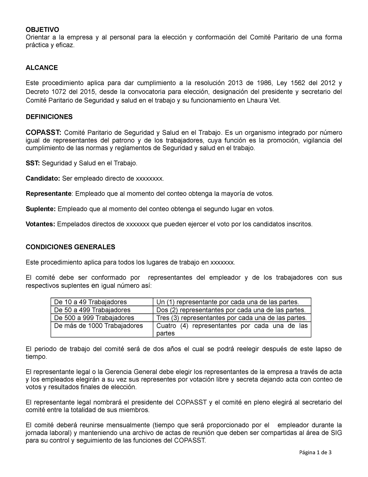 Procedimiento De Eleccion Y Conformación Del Copasst Objetivo Orientar A La Empresa Y Al 9529