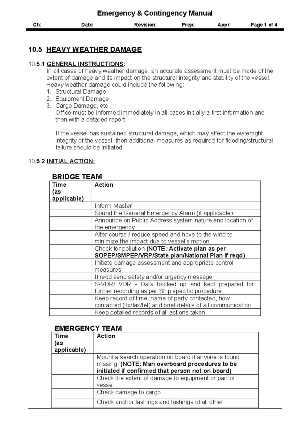 =10.05 Heavy Weather Damage - Ch: Date: Revision: Prep: Appr: Page 1 of ...