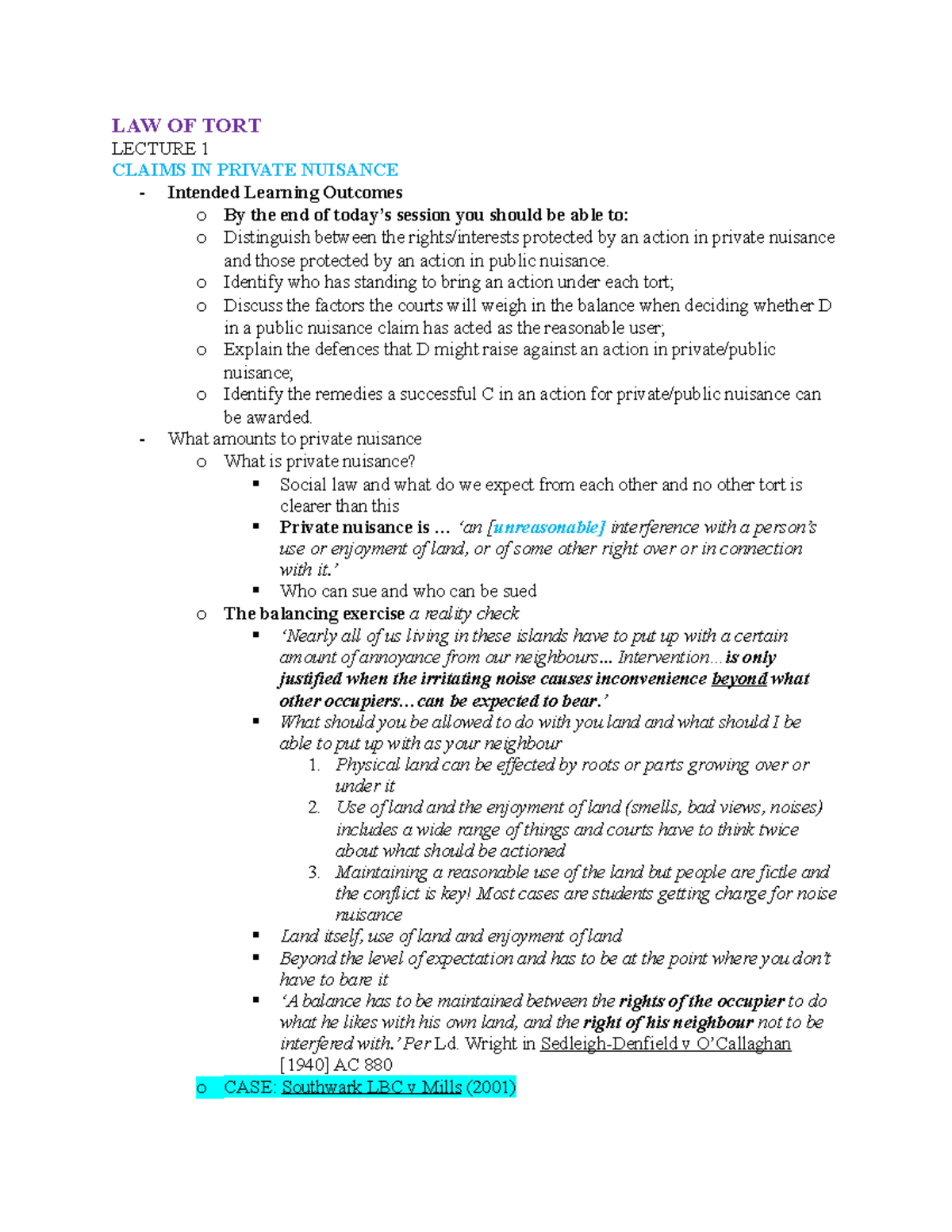 law-of-tort-law-of-tort-law-of-tort-lecture-1-claims-in-private