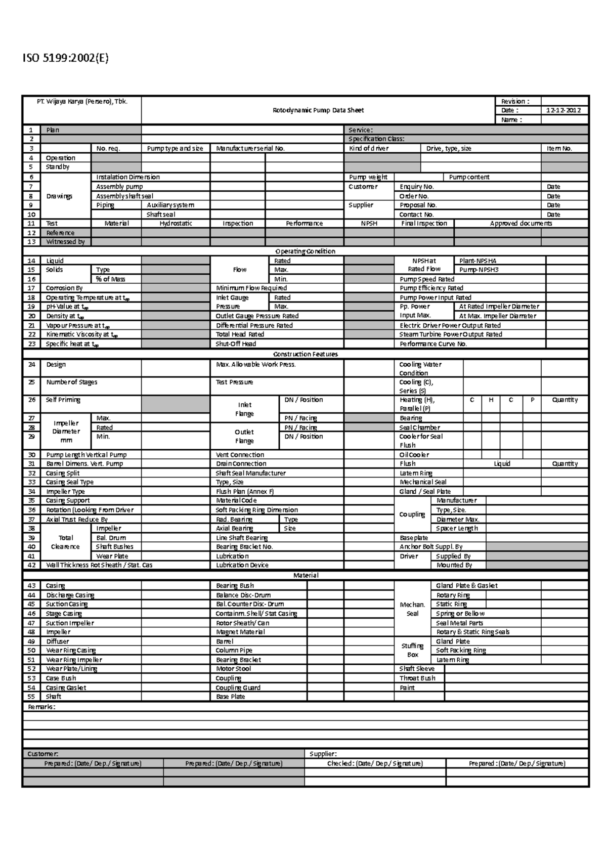 Iso 5199 Technical Specification for Centrifugal Pump class II Data ...